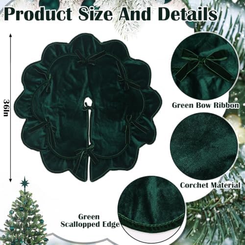 Soulchen Dark Green Bow Christmas Tree Skirt 36 Inches - Image 2
