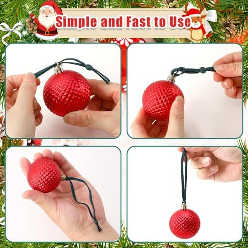 JUNEBRUSHS 150Pcs Ornament Hangers, Adjustable Ornament Ribbon Hangers Christmas Ties String Ribbon Loops for Ornaments Hanging Tree Decorations for Christmas Tree, Red Green Gold Silver - Image 2