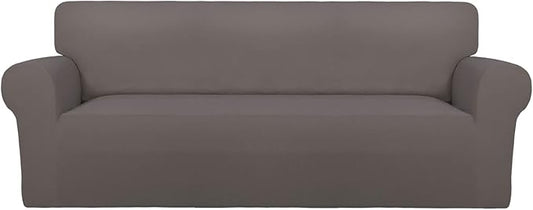 PureFit Super Stretch Sofa Slipcover – Spandex Non Slip Soft Couch Sofa Cover, Washable Furniture Protector with Non Skid Foam and Elastic Bottom for Kids, Pets （Sofa, Taupe）