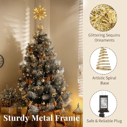 Lewondr Christmas Tree Topper, Plug 3D Starburst Lighted Star Tree Topper - Image 3