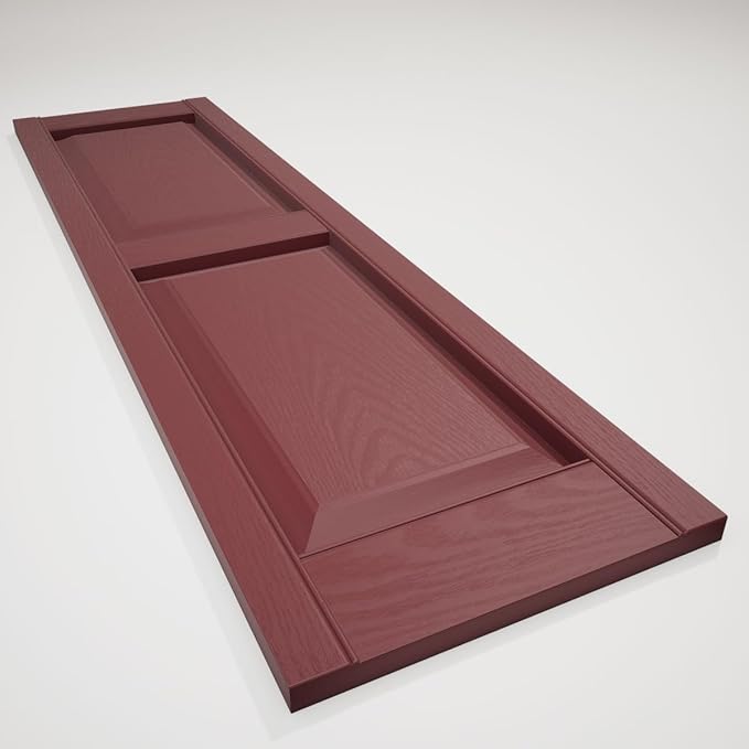 Ekena Millwork Lifetime Vinyl LP2S12X04300WN Standard Two Equal Panel Vinyls, Raised Panel Vinyl Shutters, w/Installation Shutter-Lok's & Matching Screws (Per Pair), 12"W x 43"H, Wineberry