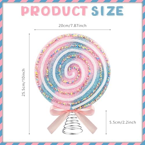 WHYMEO 7.9 Inch Candy Christmas Tree Topper, Peppermint Swirl Decor - Image 2