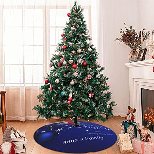 Custom Christmas Tree Skirt Personalized Name Text Christmas Blue Ball Snowflake 48 Inch for Xmas New Year Nightmare Before Christmas Decorations Lobby Home - Image 6