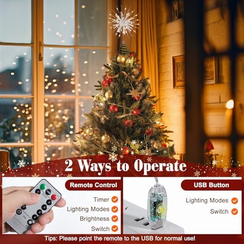 Lewondr 12" Crystal Lighted Christmas Snowflake Tree Topper, Silver - Image 5