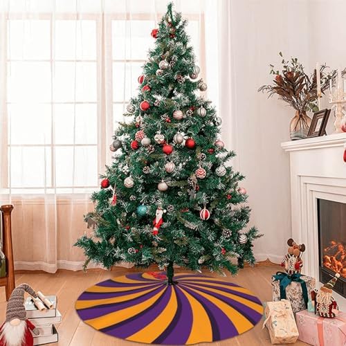 Halloween Purple Yellow Stripes 30 36 48 Inch Christmas Tree Skirt Carpet Mat Funny Party Decor Supplies for Xmas Halloween Decorations Occasion - Image 7