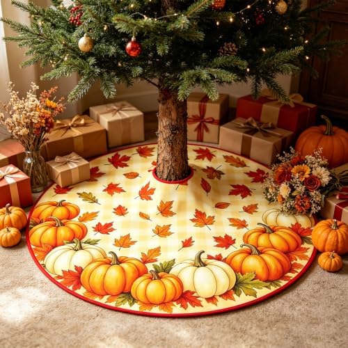 36 Inch Reversible Halloween Thanksgiving Tree Skirt, Double Sided - Image 4