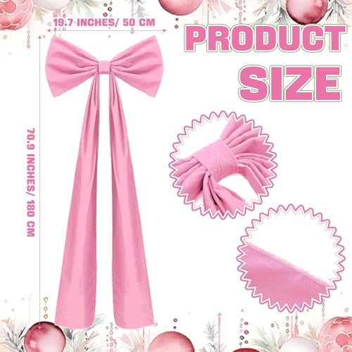 Knitgrip 1 Pack 20x71 in Christmas Large Velvet Bows, Pink - Image 2