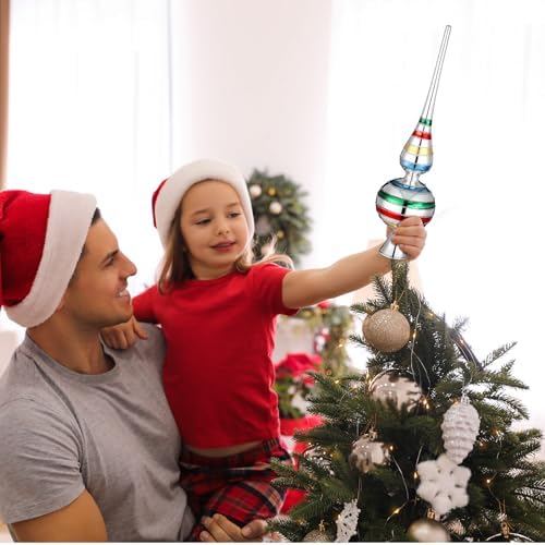 Gejoy Mercury Glass Christmas Finials Tree Topper Silver Ornaments - Image 4