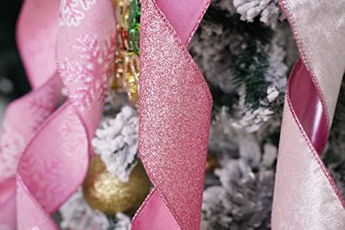 MEEDEE Pink Glitter Christmas Tree Topper - 12" Wide Velvet Bow for Christmas Tree (1 Pack) - Image 5