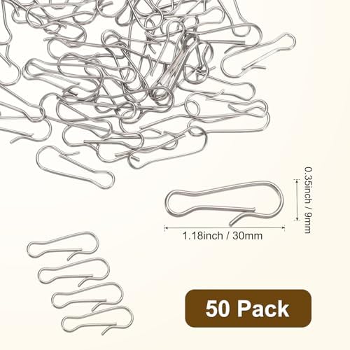 M METERXITY 50 Pack Hook Chandelier Crystal Hooks, 1.18 x 0.35 Inch Connector Clips Pins for Fasten Connecting Crystal DIY, Suncatcher, Chandelier, Ceiling Light Parts [304 Stainless Steel] - Image 3
