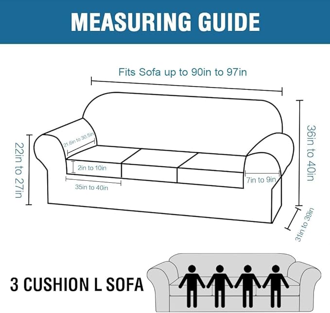 H.VERSAILTEX High Stretch Sofa Slipcover 4 Piece Cover Velvet Furniture Protector Form Fit Thick Velvet Extra Large Sofa Cover for 3 Cushion Couch Width Up to 97 Inch (Large Sofa, Rust)