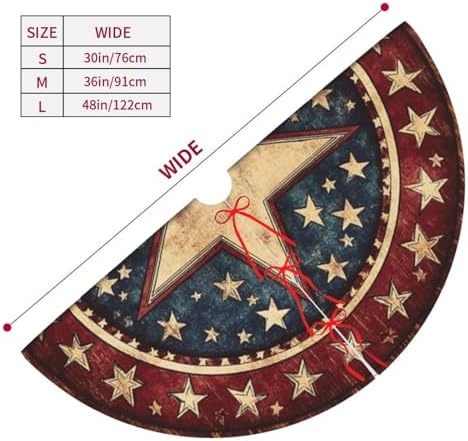July 4th American Flag Patriotic Retro Wooden Christmas Tree Skirt 36 Inch Rustic USA Independence Day Tree Mat Party Decor Supplies for Holiday Home Decorations - Image 5