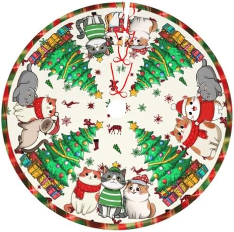 Christmas Cat Traditional Christmas Tree Skirt Holiday Party Xmas Tree Skirt Mat Christmas Ornaments Decoration 36 Inch by Yealedee
