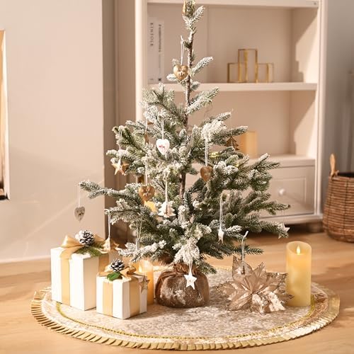 Valery Madelyn 48 Inch White Gold Christmas Tree Skirt for Tree Decorations - Image 3