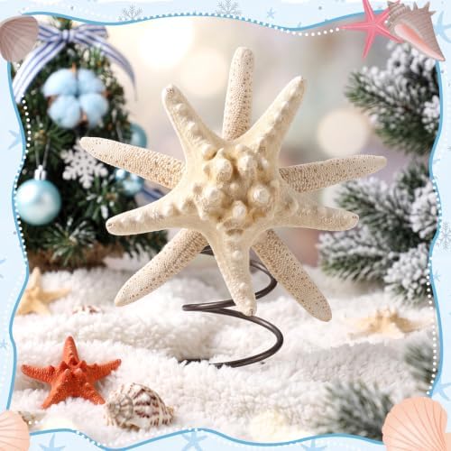 Soulchen Christmas Starfish Tree Topper Coastal Christmas Tree Decor 8.3 Inch Beach Starfish Treetop Decoration White Coastal Xmas Treetop Ornament for Sea Beach Themed Xmas Home Decor - Image 6