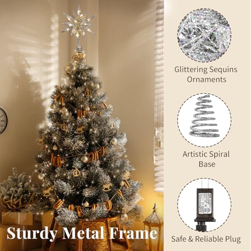 Lewondr Christmas Tree Topper, Plug 3D Starburst Lighted Star Tree Topper - Image 3