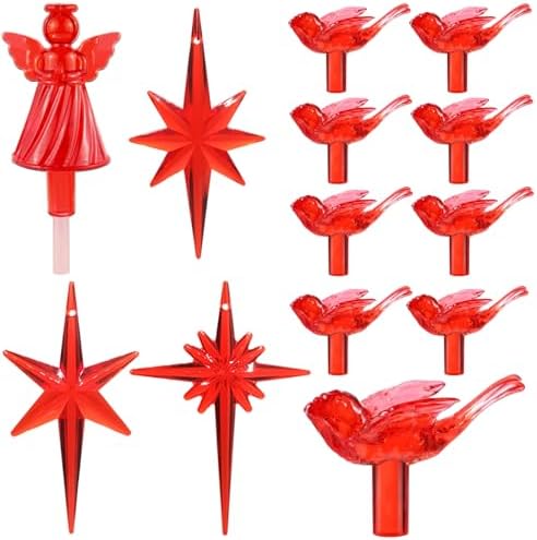 117Pcs Ceramic Christmas Tree Red Cardinal Bird Replacement Lights Bulbs and 1 Angel/3Stars Topper Ornament for Ceramic Tree D??cor - Medium Plastic Pegs. by KonohaELF