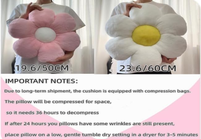 Green Flower Pillow Flower Shaped Throw Pillow Floor 15.7In Cute Daisy Pillows for Bed Sofa Cute Home Decor