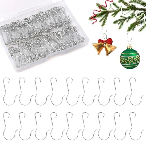 Ornament Hooks, 100 Pack Ornament Hangers, Christmas Ornament Hooks, Ornament Hooks for Christmas Trees, Christmas Hooks for Ornaments, Christmas Tree Hooks Ornaments Christmas Tree Decorations,Sliver by Unknown
