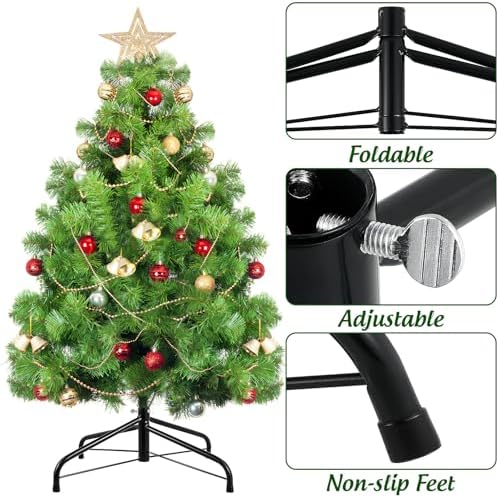 BESTYASH 45cm Christmas Tree Stand Christmas Decoration 4 Foot Artificial Tree Folding Metal Iron Holder Base Bracket (Blackish Green) - Image 4