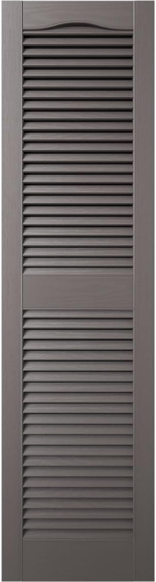 Ekena Millwork Lifetime Vinyl LL1S14X05200MS Standard Cathedral Top Center Mullion, Open Louver Vinyl Shutters, w/Installation Shutter-Lok's & Matching Screws (Per Pair), 14.5"W x 52"H, Musket Brown