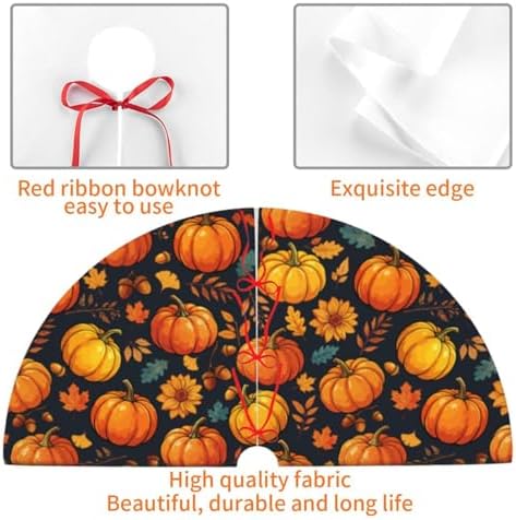 Fall Tree Skirt 30" Pumpkin Tree Mat Halloween Tree Topper Christmas Skirt - Image 7