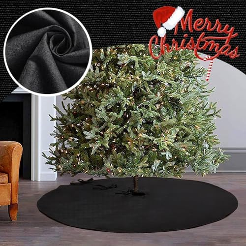 Black Christmas Tree Skirt 48 inches Large Tree Skirt for Christmas Decor - Image 2