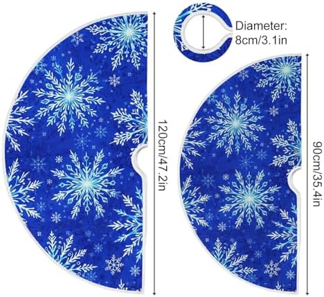 Christmas Tree Skirt Blue Snowflakes Large Xmas Tree Skirts Decorations 48 inch Burlap Tree Mat Cover for 4 ft Trees Holiday Party - Image 4