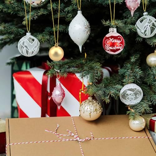 Christmas Hooks for Ornaments, 200 PCS Gold Christmas Ornament String Ribbon Hangers with Snap Hanging Ropes Hooks Cords Locking Xmas Holiday Tree Decorations Toddler Proof Adjustable Pendant - Image 6