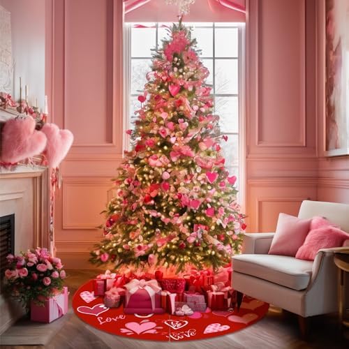 36 Inch Valentine's Day Tree Skirt Love Heart Clover Double Sided Print Mat St. Patrick's Day Tree Skirt Christmas Tree Skirt for Holiday Party Decoration - Image 6