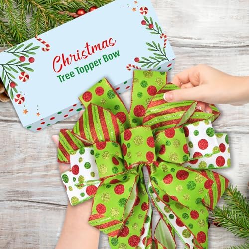 Wninbu Christmas Tree Topper, 44x13 Inches Large Bows for Christmas Tree - Image 4