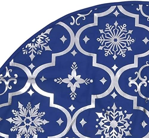 Christmas Tree Skirt, 48 inches Large Red Flannel Tree Mat with Gilded Christmas Patterns Skirt for Xmas Tree Holiday Party Decorations Indoor Outdoor with 1 Christmas Stocking (Blue) - Image 7