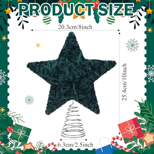 Soulchen Christmas Tree Topper Velvet Tree Topper Star for Decoration,Green - Image 2