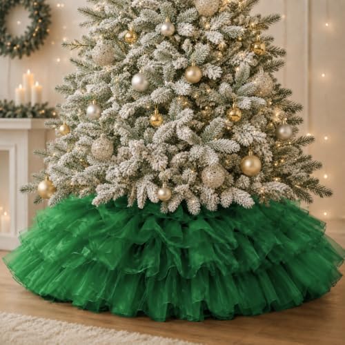 Halloscume 25 Inch Green Tulle Christmas Tree Collar Skirt Wedding by Halloscume