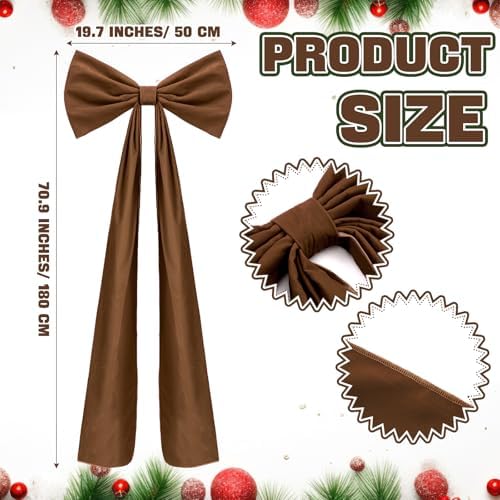 Knitgrip 1 Pack 20x71 in Christmas Large Velvet Bows, Brown - Image 2