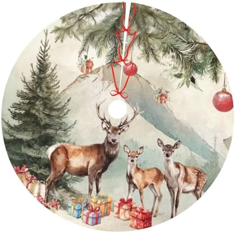 Deer Traditional Christmas Tree Skirt Holiday Party Xmas Tree Skirt Mat Christmas Ornaments Decoration 36 Inch by Yealedee