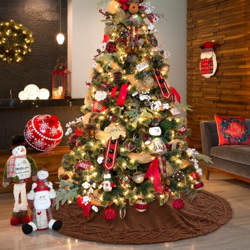 YUJUN 48 in Brown Christmas Knitted Tree Skirt for Xmas Home Decoration - Image 4