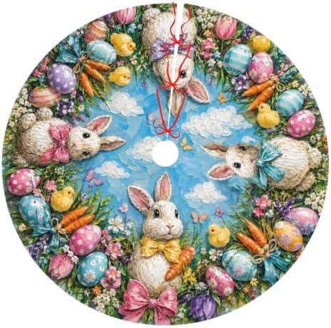 Easter Bunny Christmas Tree Skirt Tree Mat for Xmas Holiday Party Decorations Indoor Outdoor 36 Inch by Unknown