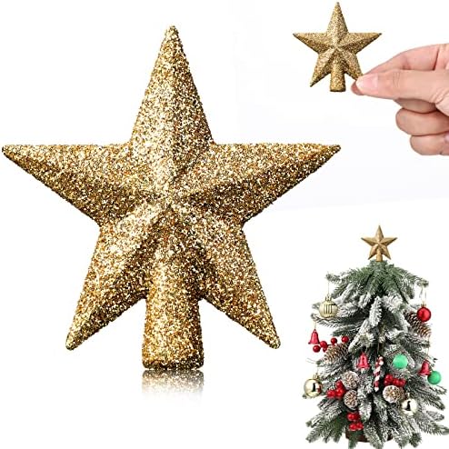 Hanaive Christmas Tree Topper Mini Star Small, Gold, 2.36 Inch, Glitter by Hanaive