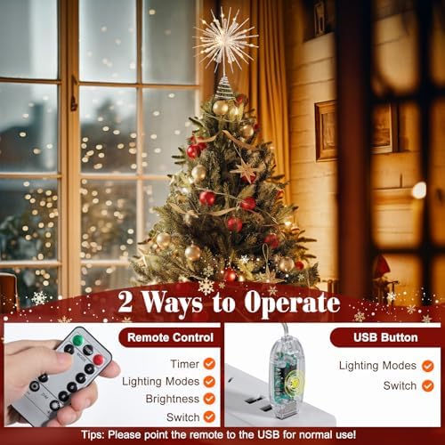 Lewondr 12" Crystal Lighted Christmas Snowflake Tree Toppers, White - Image 5