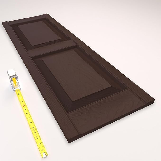 Ekena Millwork Lifetime Vinyl LP2S14X07500FB Standard Two Equal Panel Vinyls, Raised Panel Vinyl Shutters, w/Installation Shutter-Lok's & Matching Screws (Per Pair), 14.75"W x 75"H, Federal Brown
