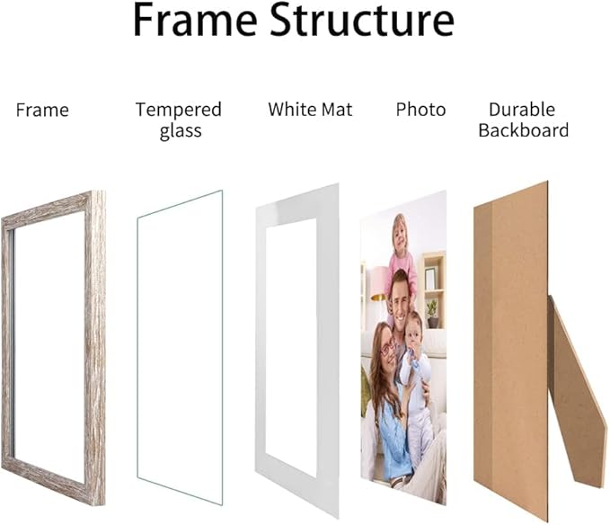 Giftgarden Multi Colors Picture Frames with Mat for Multiple Sizes Photos, Four 4x6, Four 5x7, Two 8x10, Assorted Gallery Frame Collage for Wall or Tabletop, Set of 10