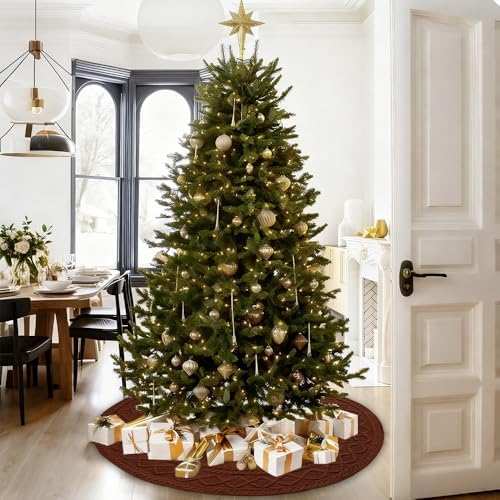 YUJUN 48 in Brown Christmas Knitted Tree Skirt for Xmas Home Decoration - Image 7