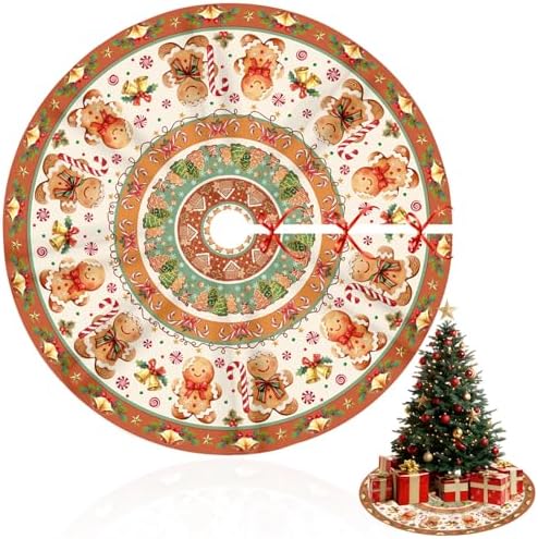 Gingerbread Christmas Tree Skirt 48 Inch, Christmas Skirt Tree Decoration, Christmas Trees Mat for Under Trees Holiday Party Indoor Outdoor Decorations, Winter Gift for Women Wife Mom - Image 2