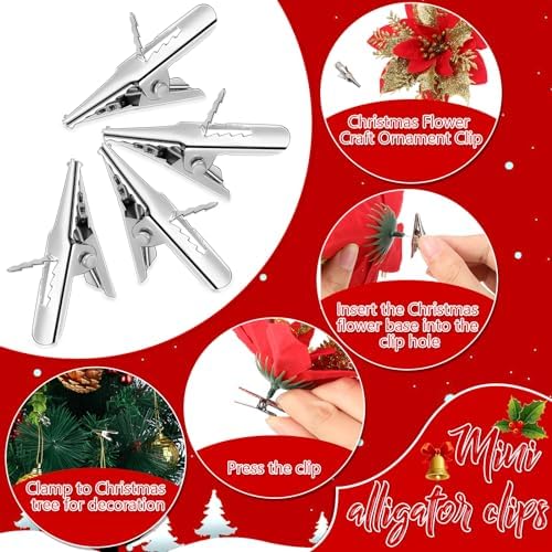 Zeyune 100 Pcs Metal Clips Christmas Ornament 1.18 Inch Alligator Clamps - Image 3