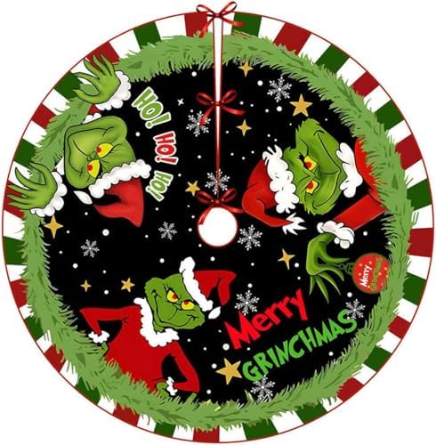 Christmas Tree Skirt Decorations 48 Inch Grinch Christmas Tree Skirt Collar Round Xmas Skirt for Christmas Tree Clearance Holiday Decor Xmas Party Holiday Decoration by Unknown