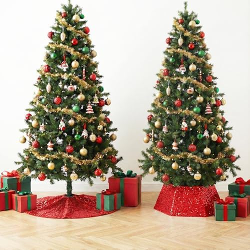 Mr. Pen- Red Sequin Christmas Tree Skirt and Tree Collar - Image 3