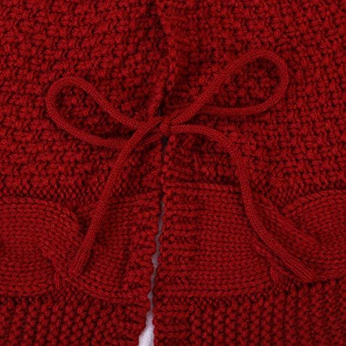 Sattiyrch Christmas Tree Skirt, 48 inches Luxury Cable Knit Knitted Thick Rustic Xmas Holiday Decoration, Burgundy - Image 3