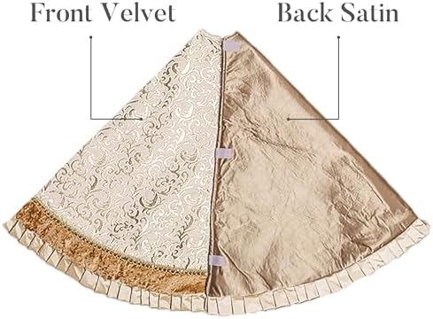 Valery Madelyn 60 Inch White Gold Christmas Tree Skirt for Tree Decorations - Image 6