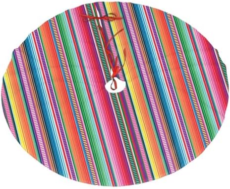 Mexican Blanket Serape Stripe Christmas Tree Skirt 48" for Xmas Halloween New Year Holiday Party Home Tree Mat Decor Ornaments Decoration by Majoug